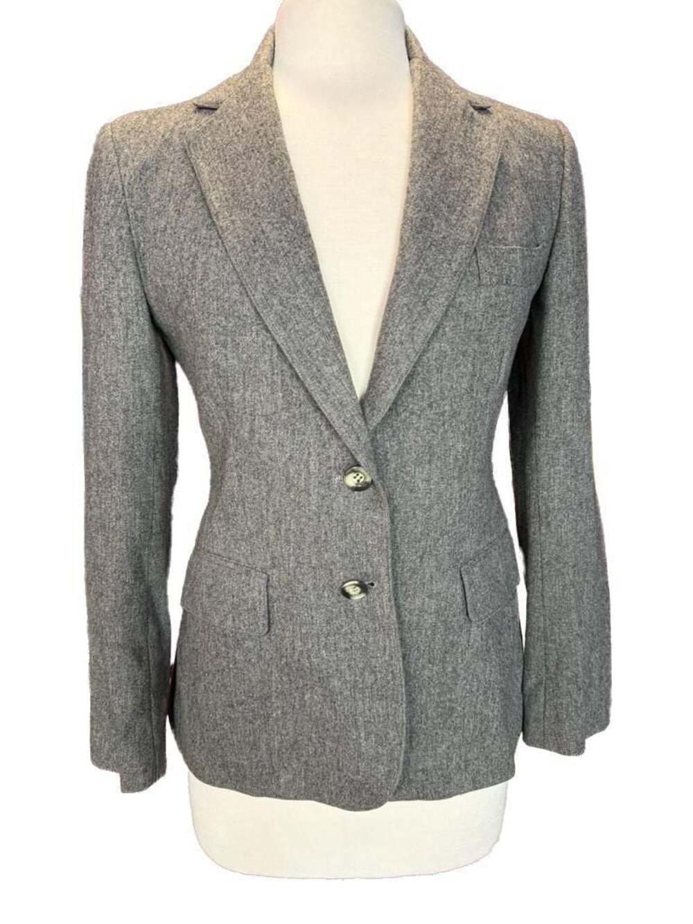 Evan-Picone Vintage Grey Wool Blend Blazer Jacket